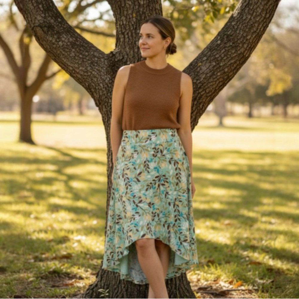 J Jill High Low Floral Skirt Size Medium